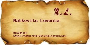Matkovits Levente névjegykártya